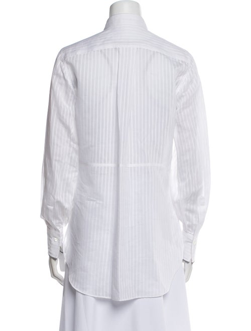 Brunello Cucinelli Striped Long Sleeve Button-Up Top