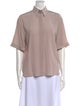 Brunello Cucinelli Silk Short Sleeve Button-Up Top