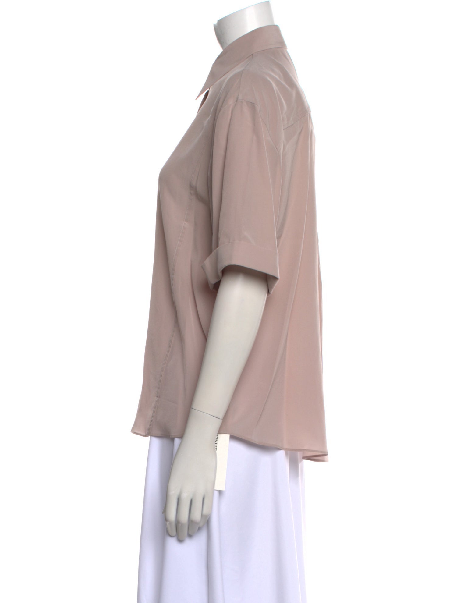 Brunello Cucinelli Silk Short Sleeve Button-Up Top