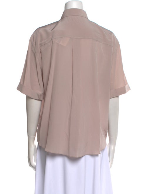 Brunello Cucinelli Silk Short Sleeve Button-Up Top