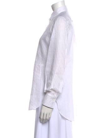 Brunello Cucinelli Striped Long Sleeve Button-Up Top