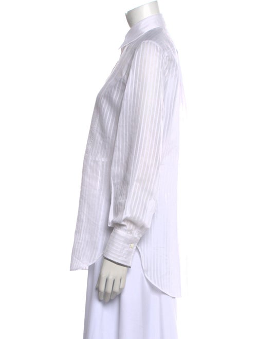 Brunello Cucinelli Striped Long Sleeve Button-Up Top