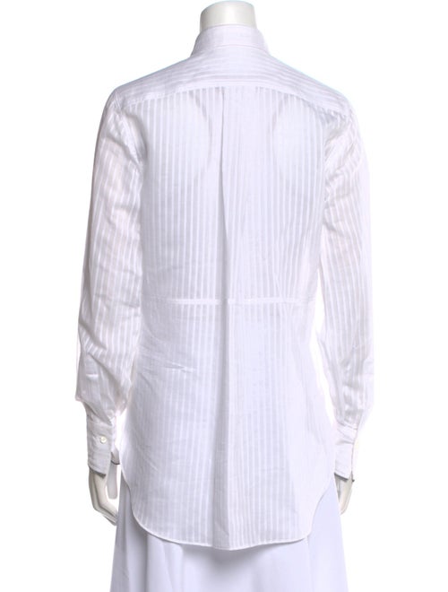 Brunello Cucinelli Striped Long Sleeve Button-Up Top
