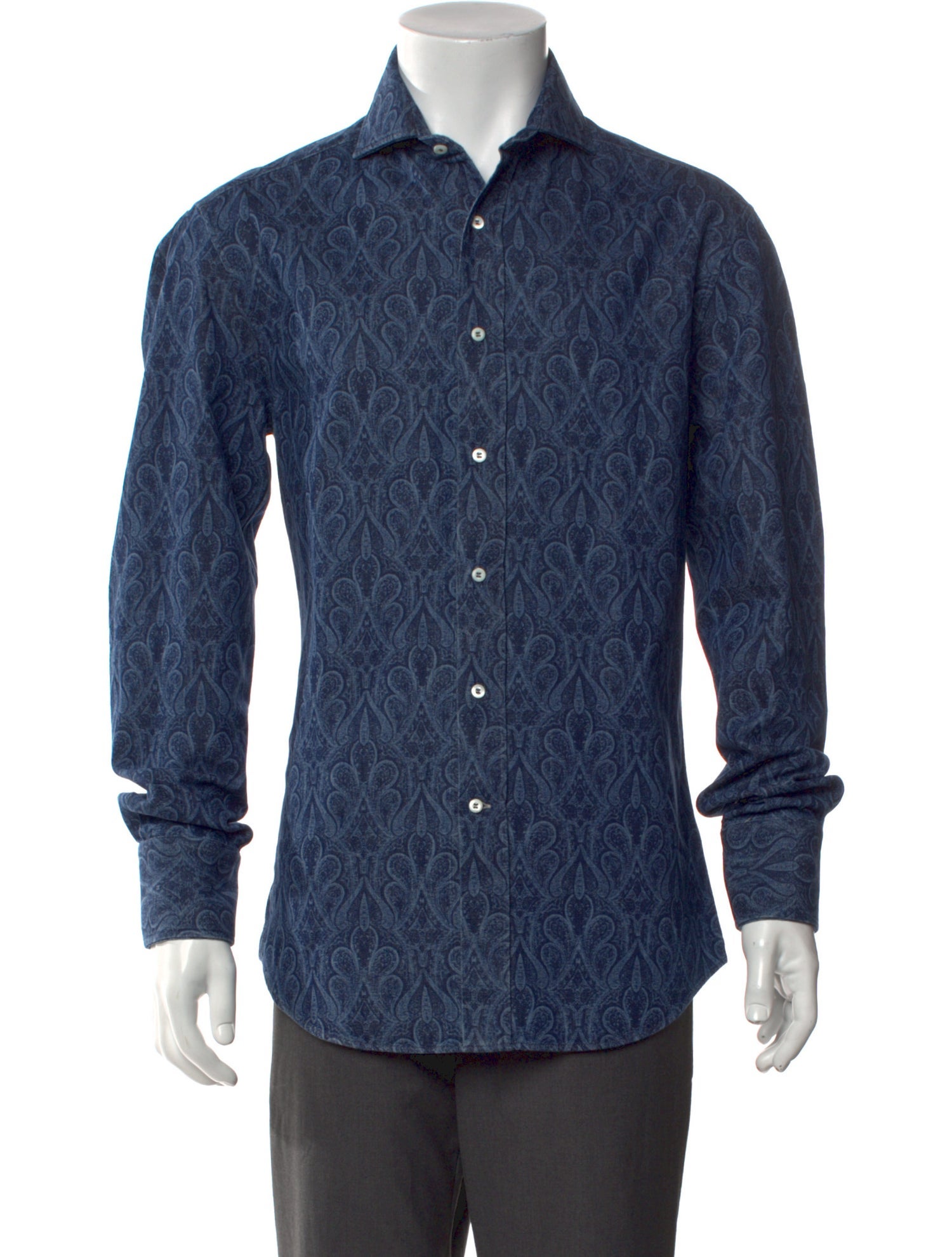 Brunello Cucinelli Printed Long Sleeve Denim Shirt