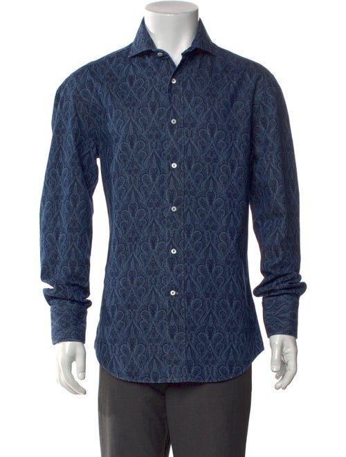 Brunello Cucinelli Printed Long Sleeve Denim Shirt