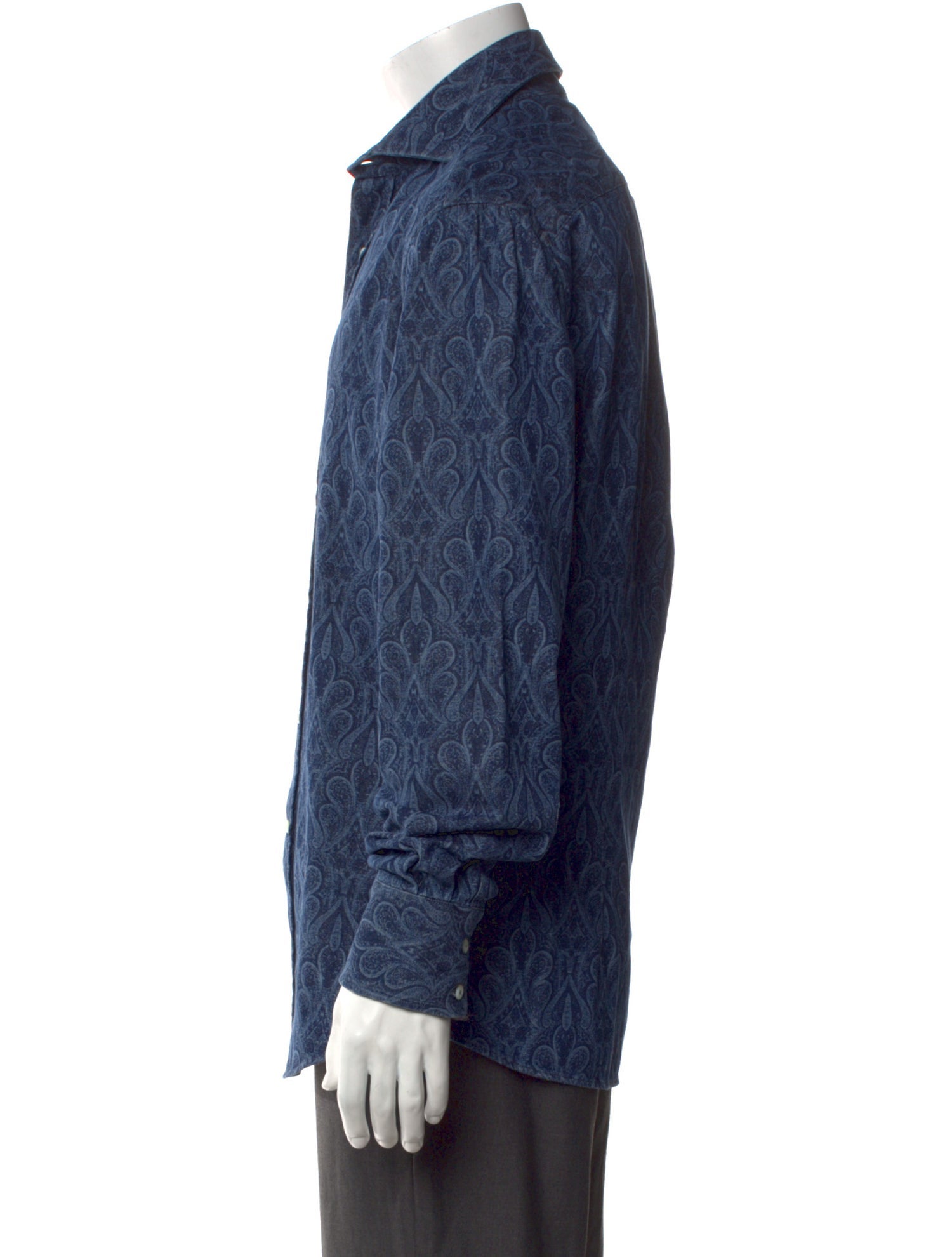 Brunello Cucinelli Printed Long Sleeve Denim Shirt