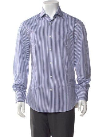 Brunello Cucinelli Striped Long Sleeve Dress Shirt