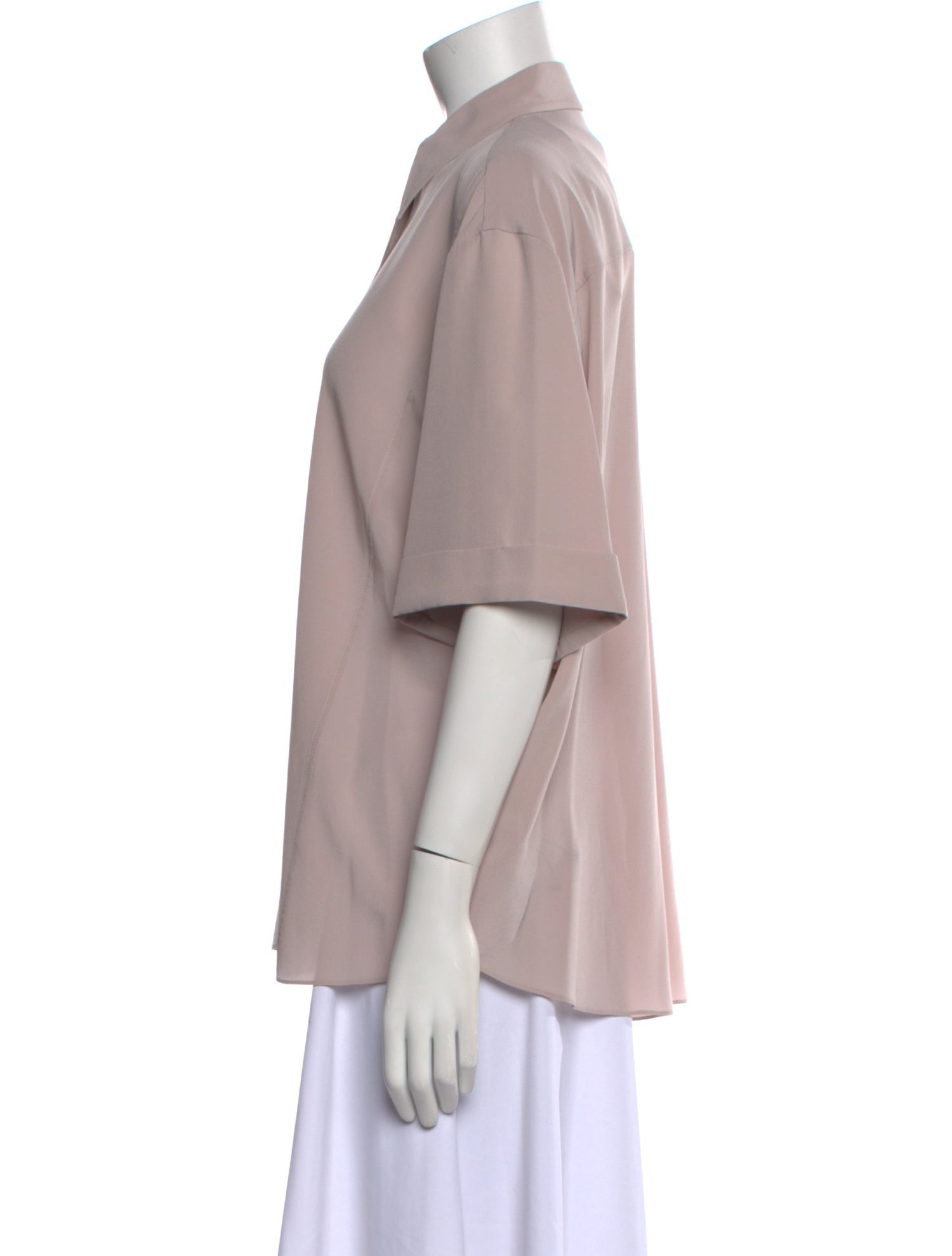 Brunello Cucinelli Silk Short Sleeve Button-Up Top w/ Tags