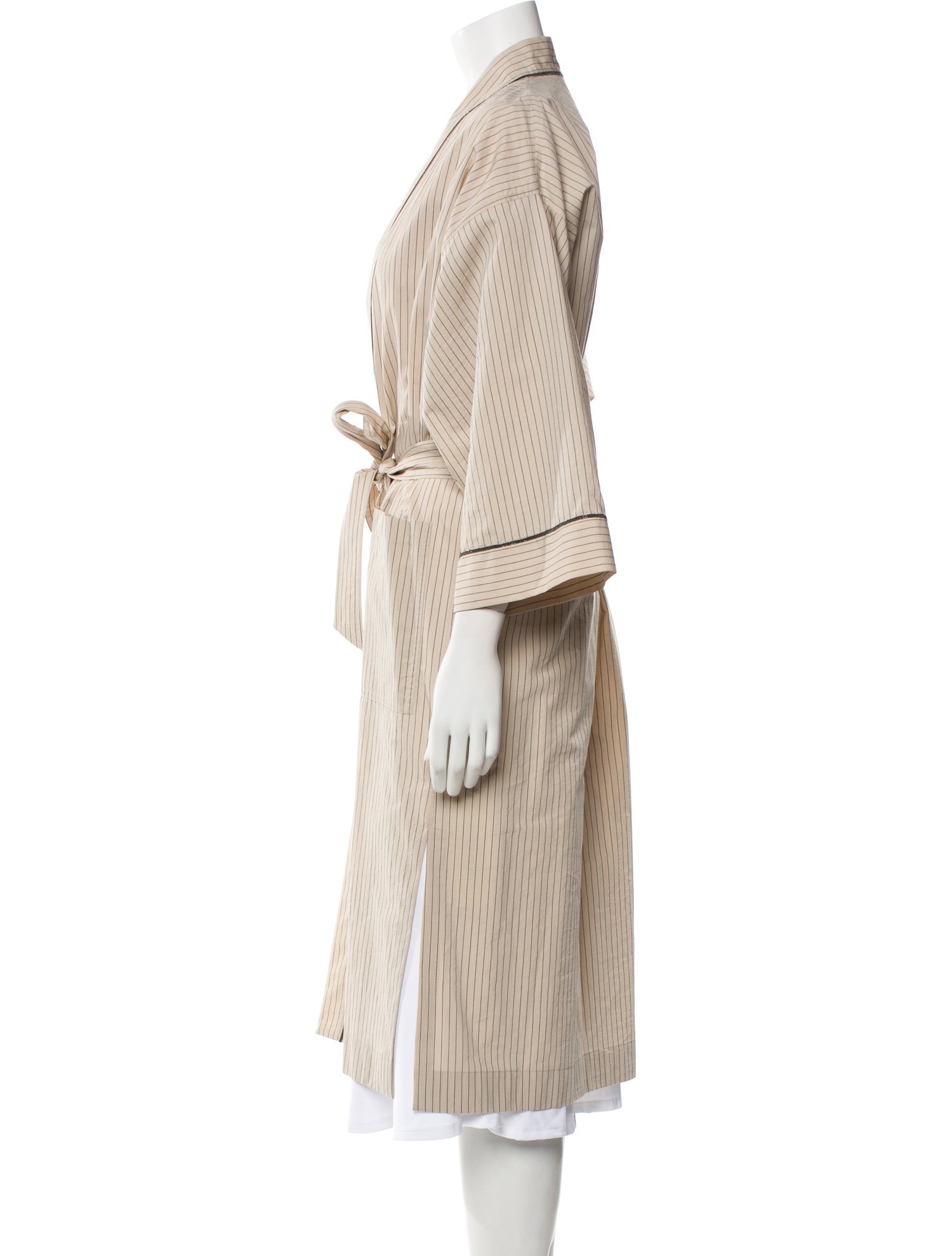 Brunello Cucinelli Striped Beaded Accents Robe w/ Tags