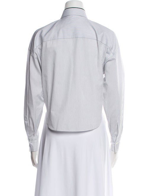 Brunello Cucinelli Striped Long Sleeve Button-Up Top