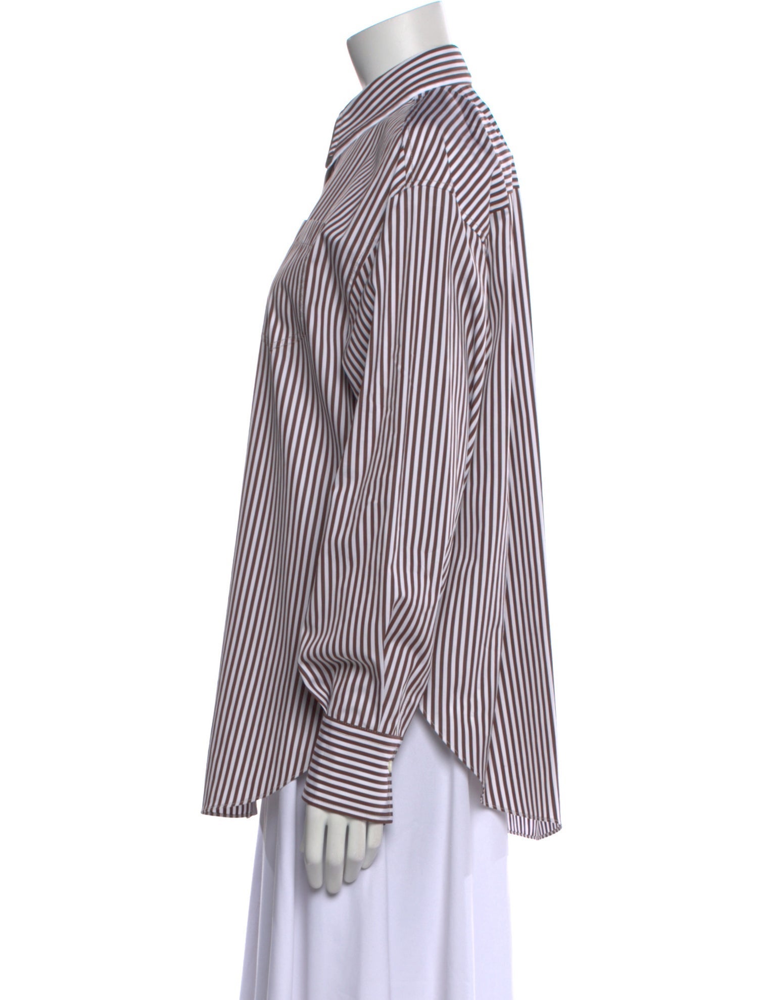 Brunello Cucinelli Striped Long Sleeve Button-Up Top w/ Tags