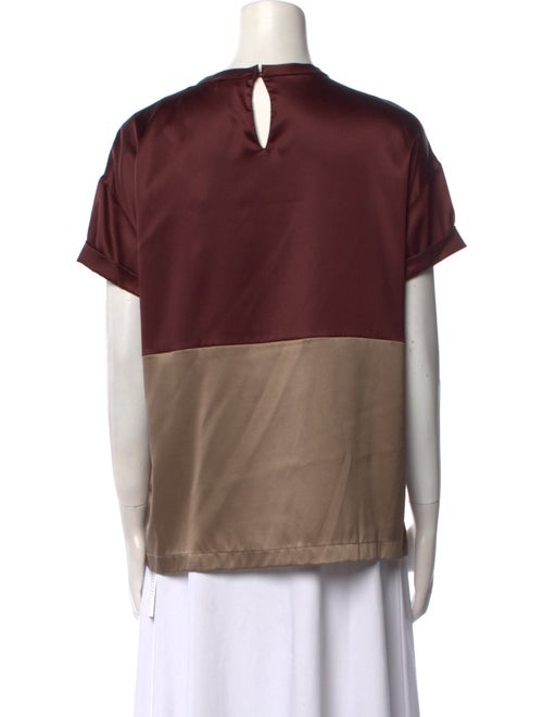 Brunello Cucinelli Silk Colorblock Pattern T-Shirt