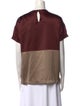 Brunello Cucinelli Silk Colorblock Pattern T-Shirt