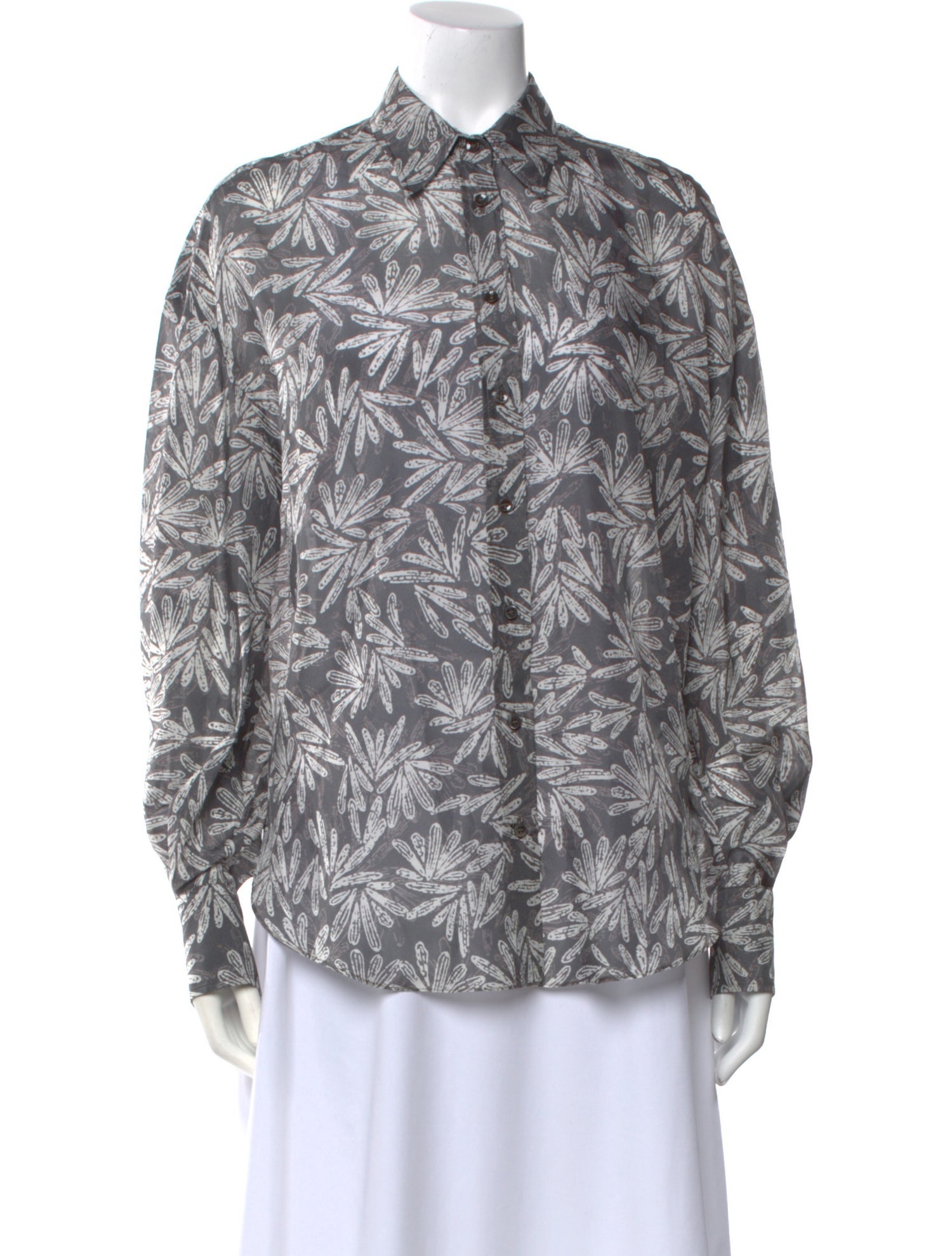 Brunello Cucinelli Silk Printed Button-Up Top w/ Tags