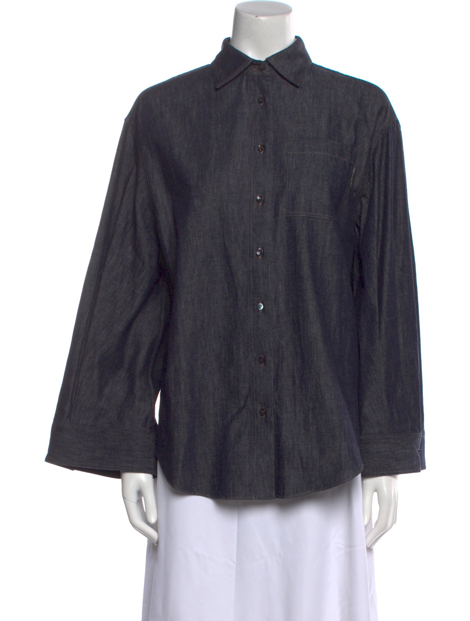 Brunello Cucinelli Long Sleeve Button-Up Top