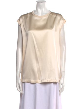 Brunello Cucinelli Silk Crew Neck Blouse