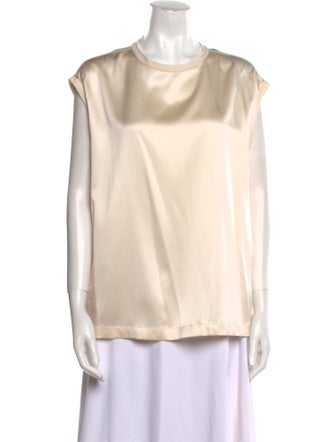 Brunello Cucinelli Silk Crew Neck Blouse