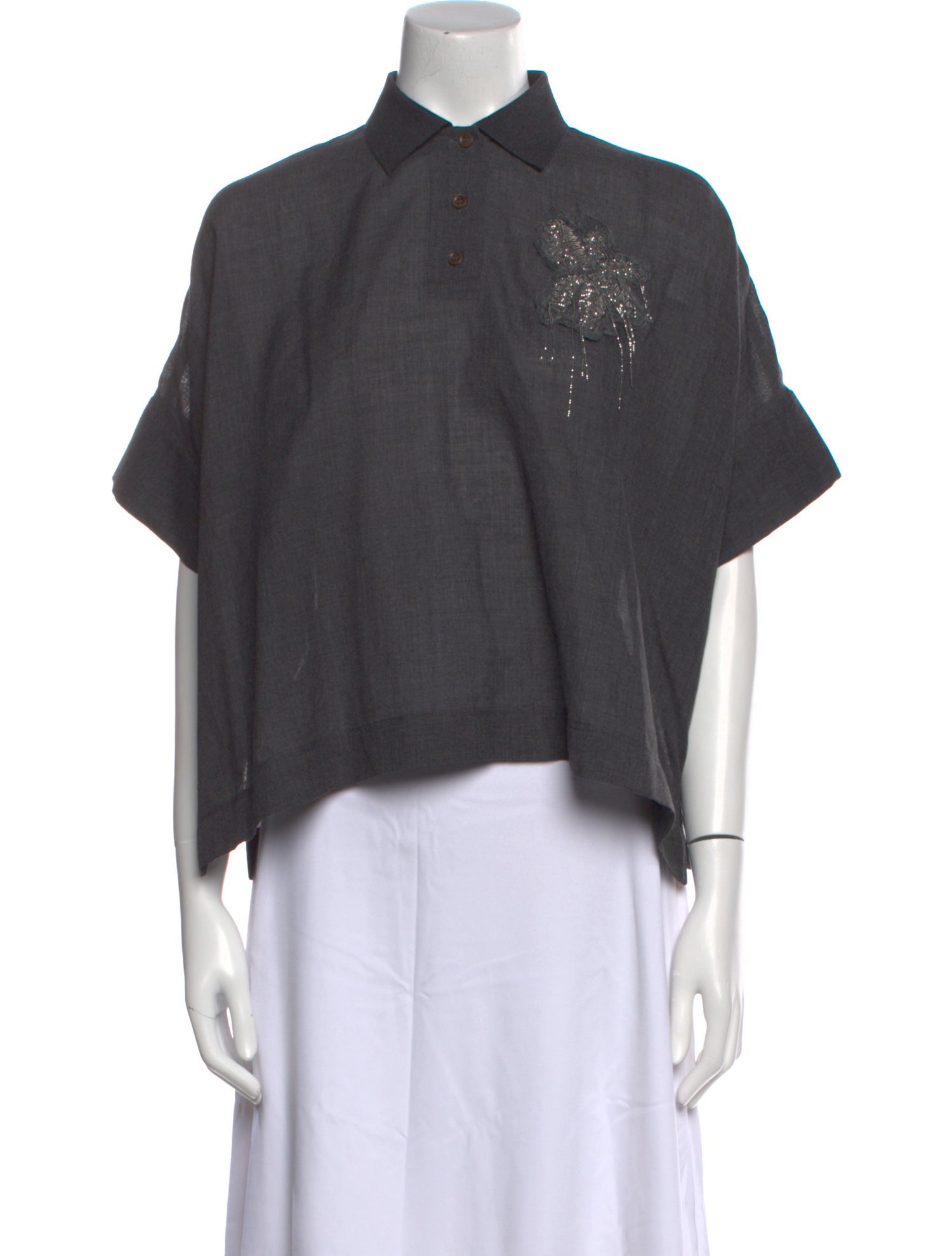 Brunello Cucinelli Virgin Wool Short Sleeve Crop Top w/ Tags