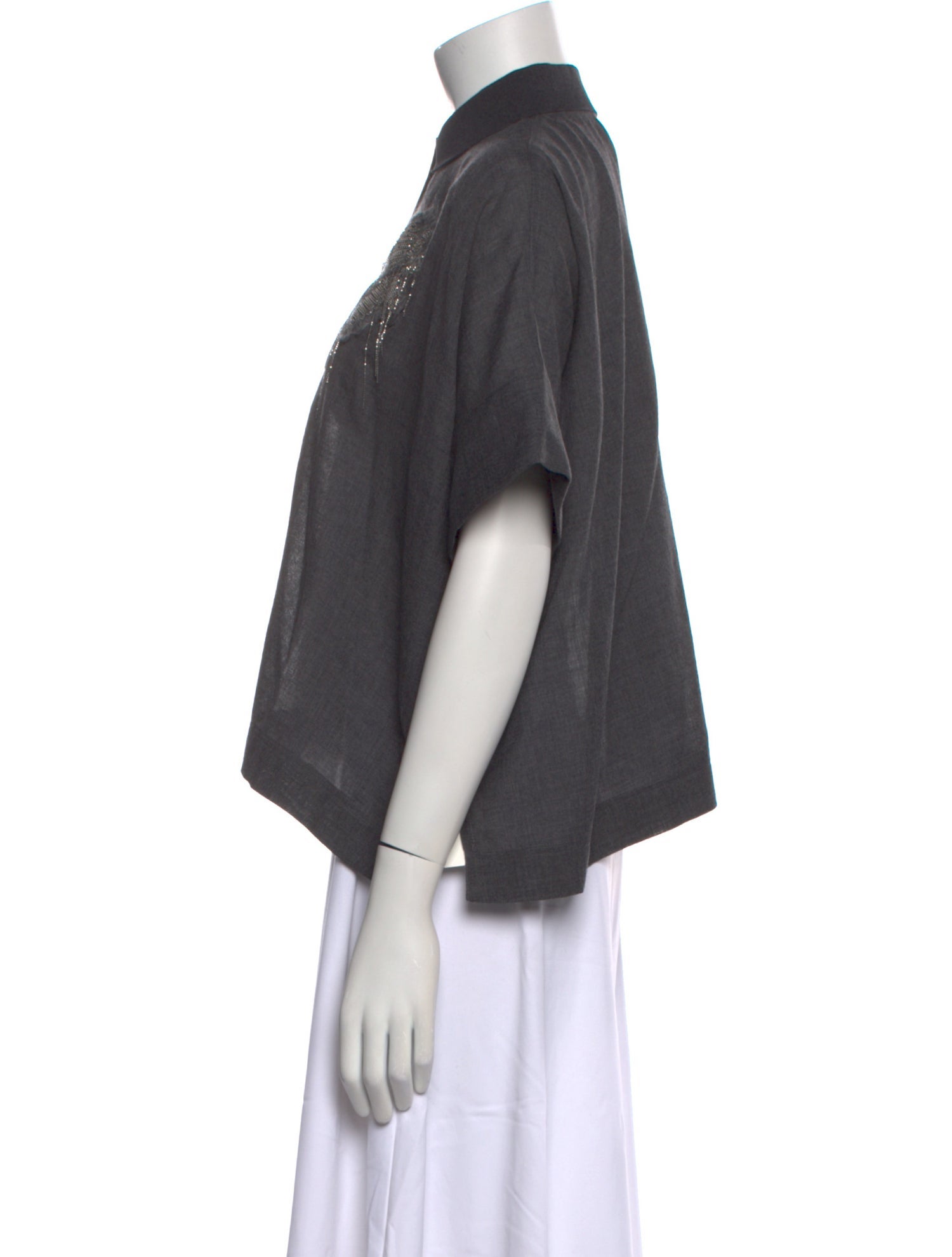 Brunello Cucinelli Virgin Wool Short Sleeve Crop Top w/ Tags