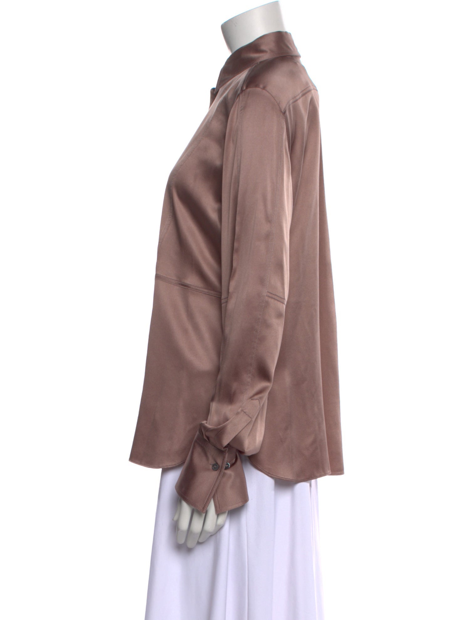 Brunello Cucinelli Silk Long Sleeve Button-Up Top w/ Tags