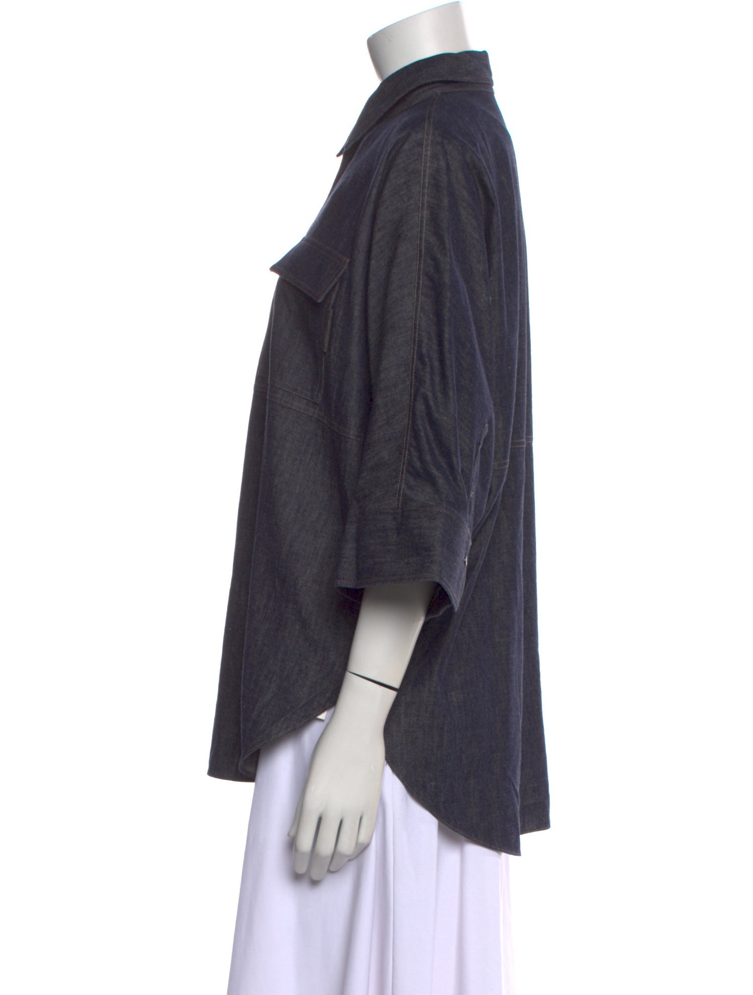 Brunello Cucinelli Three-Quarter Sleeve Button-Up Top w/ Tags