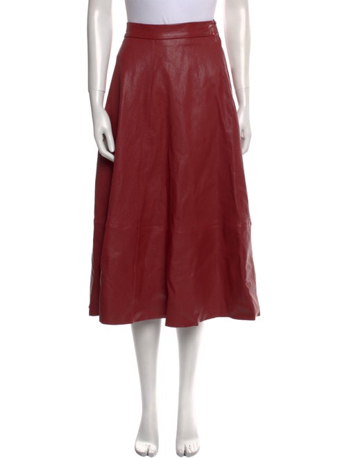 Brunello Cucinelli Leather Midi Length Skirt