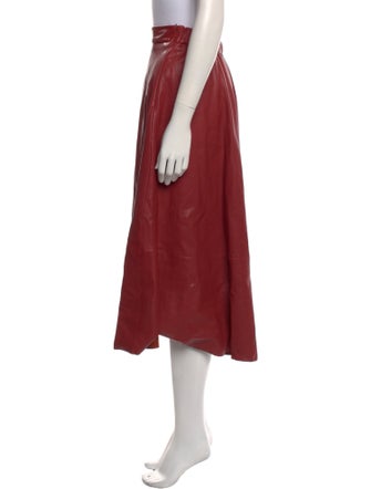 Brunello Cucinelli Leather Midi Length Skirt