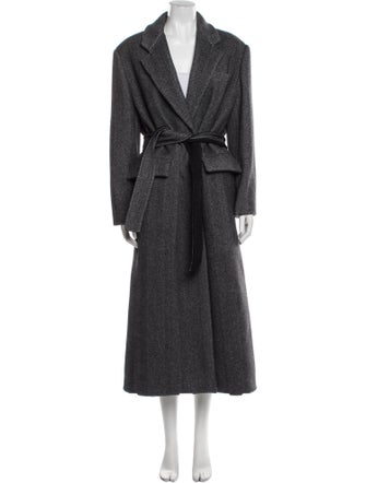 Brunello Cucinelli Virgin Wool Tweed Pattern Trench Coat