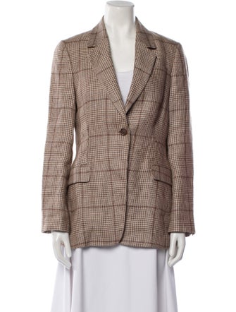 Brunello Cucinelli Linen Plaid Print Blazer