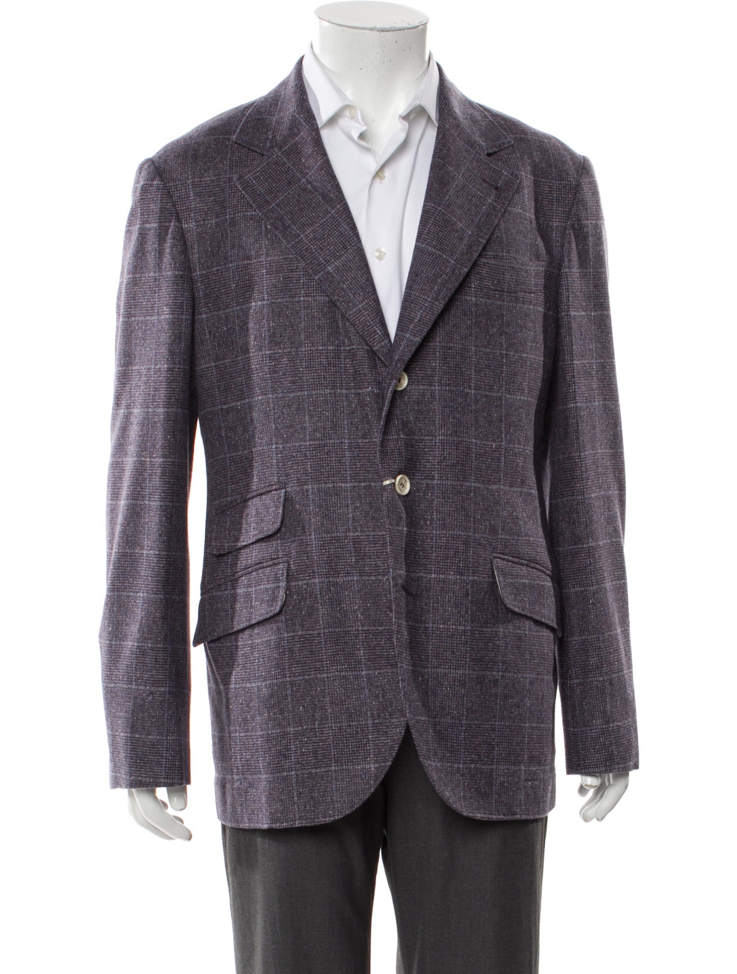 Brunello Cucinelli Silk Plaid Print Blazer w/ Tags