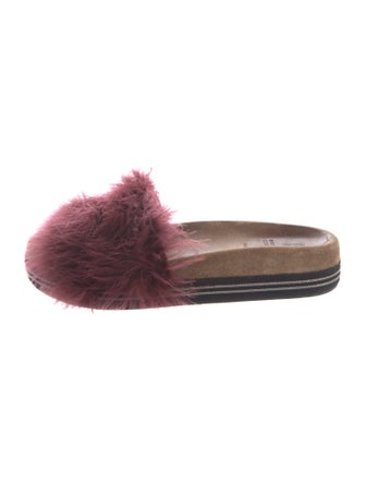 Brunello Cucinelli Faux Fur Crystal Embellishments Slides