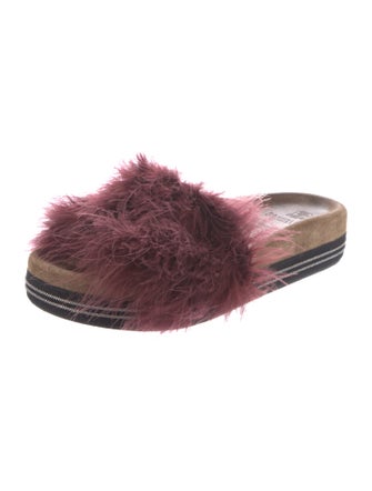 Brunello Cucinelli Faux Fur Crystal Embellishments Slides