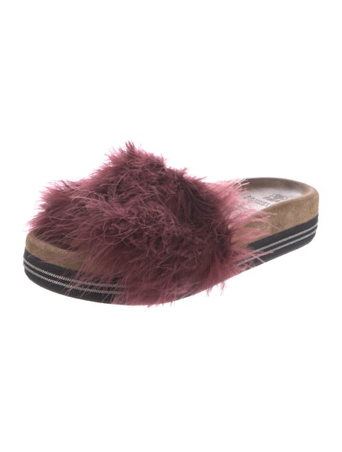 Brunello Cucinelli Faux Fur Crystal Embellishments Slides