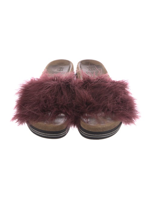 Brunello Cucinelli Faux Fur Crystal Embellishments Slides