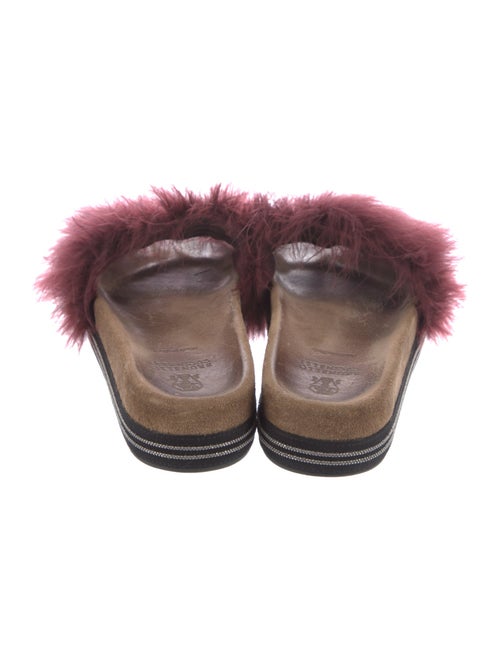 Brunello Cucinelli Faux Fur Crystal Embellishments Slides