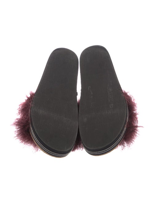 Brunello Cucinelli Faux Fur Crystal Embellishments Slides