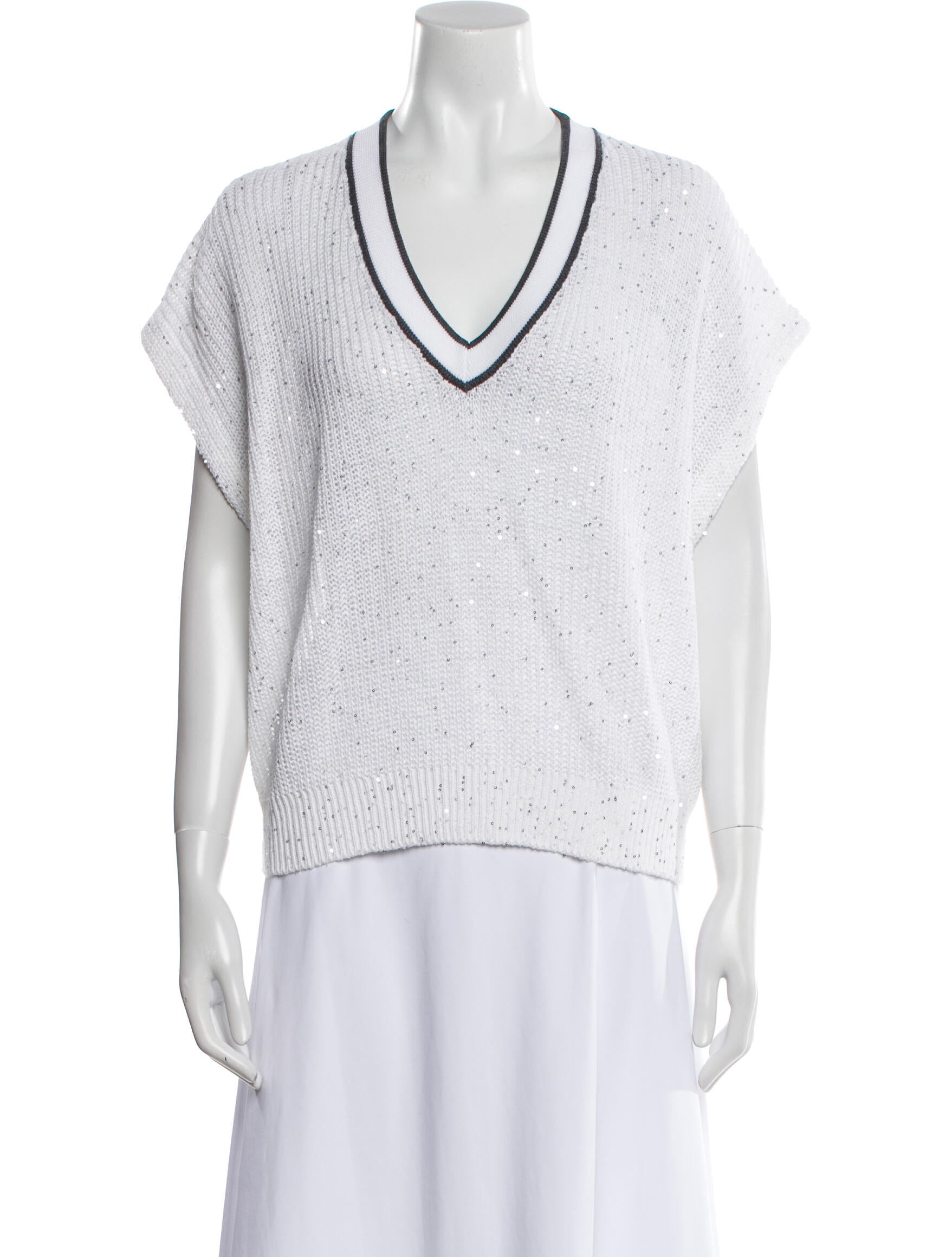 Brunello Cucinelli Linen V-Neck Sweater