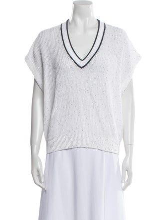 Brunello Cucinelli Linen V-Neck Sweater