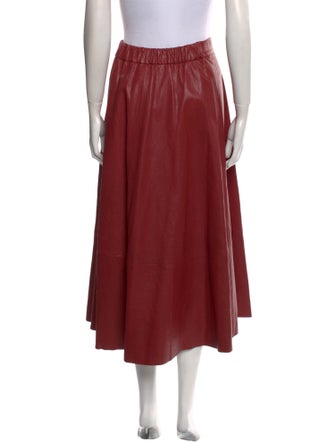 Brunello Cucinelli Leather Midi Length Skirt