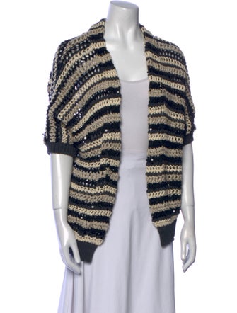 Brunello Cucinelli Striped Open Front Sweater