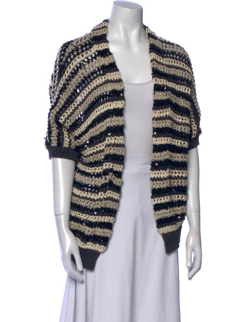 Brunello Cucinelli Striped Open Front Sweater