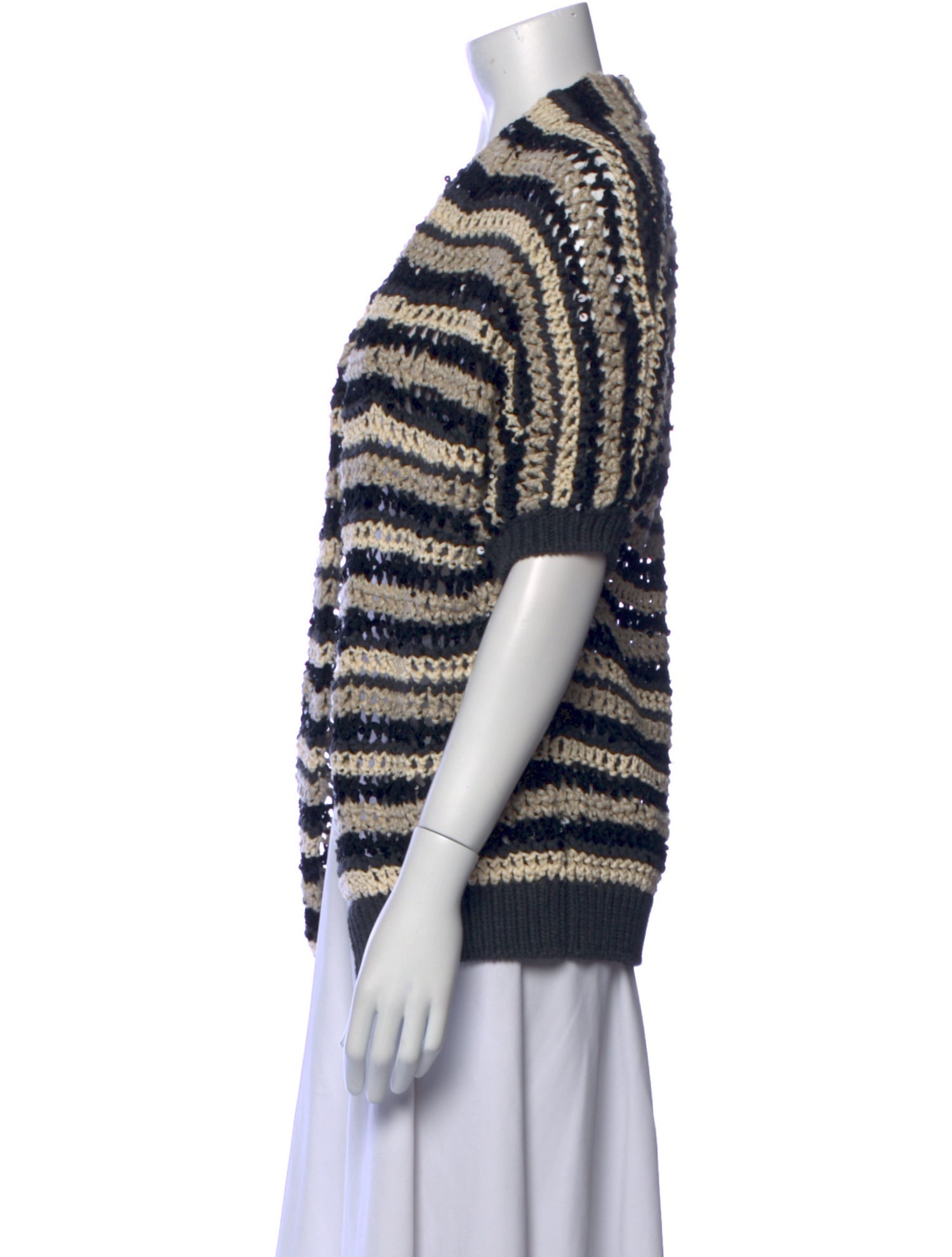 Brunello Cucinelli Striped Open Front Sweater