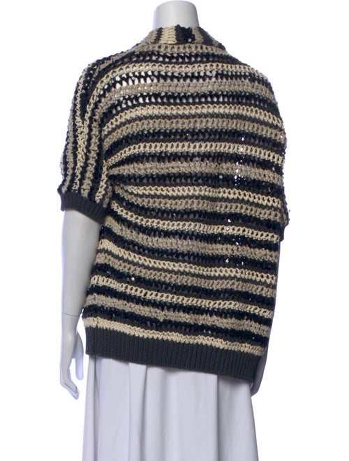 Brunello Cucinelli Striped Open Front Sweater