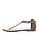 Brunello Cucinelli Monili Leather T-Strap Sandals