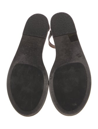 Brunello Cucinelli Monili Leather T-Strap Sandals