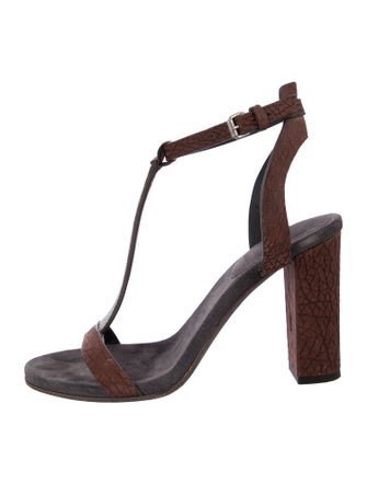 Brunello Cucinelli Monili Leather T-Strap Sandals