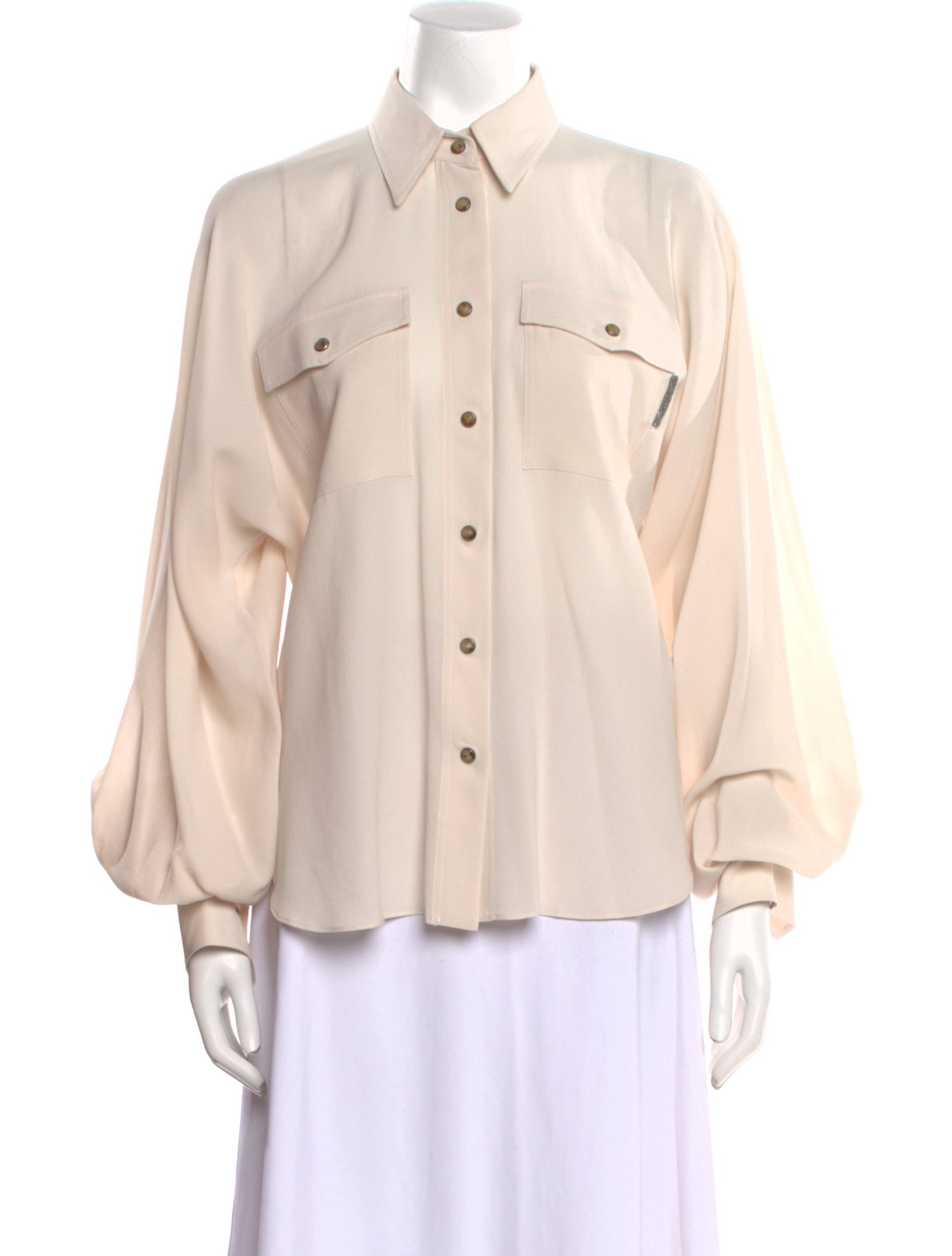 Brunello Cucinelli Long Sleeve Button-Up Top