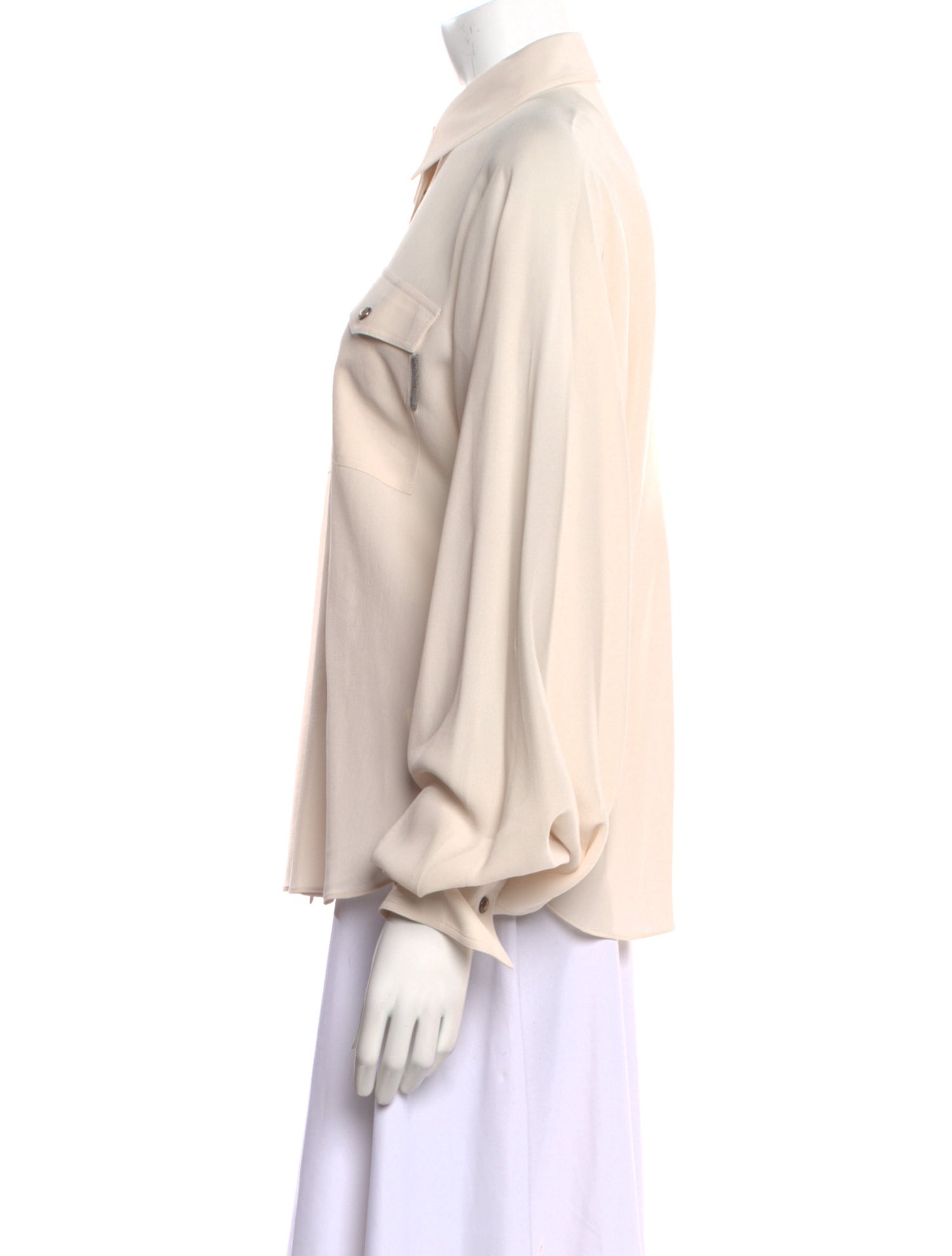 Brunello Cucinelli Long Sleeve Button-Up Top