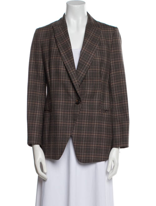 Brunello Cucinelli Virgin Wool Plaid Print Blazer