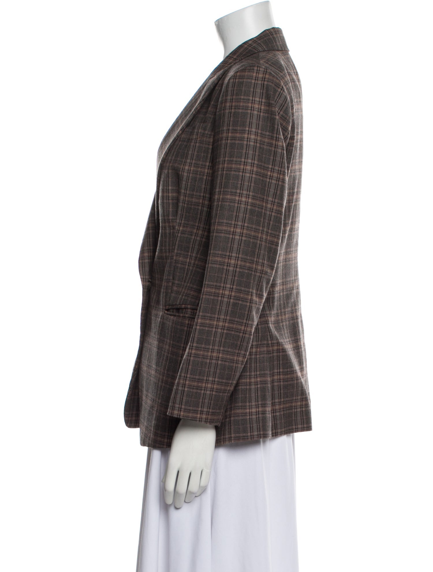 Brunello Cucinelli Virgin Wool Plaid Print Blazer
